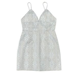 By The Way. Sleeveless V-Neck Silver/Champagne/Rose Metallic Mini Dress